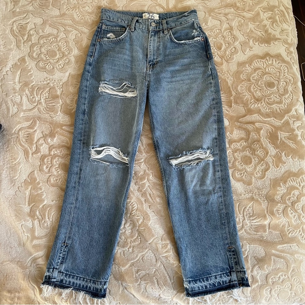 EUC We The Free Distressed Raw Hem High Waist Jeans